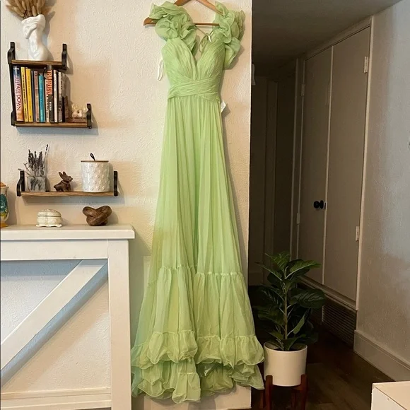 NWT Mac Duggal Light Green Maxi Dress Size 2 - Picture 5 of 8